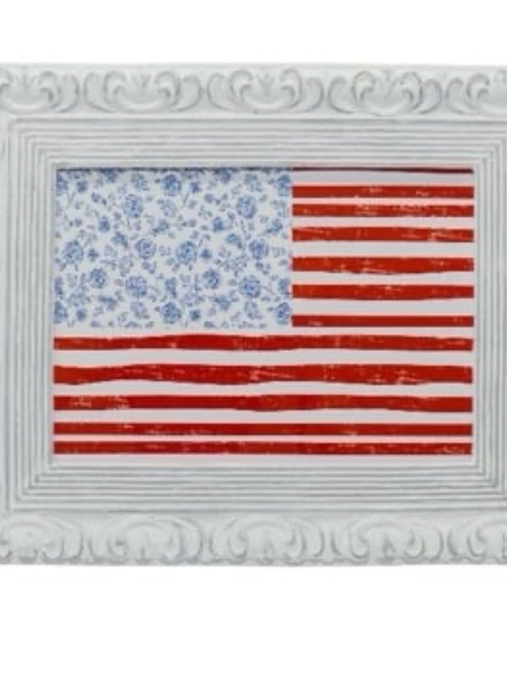 My Texas House Patriotic Floral Flag Framed Wall Art